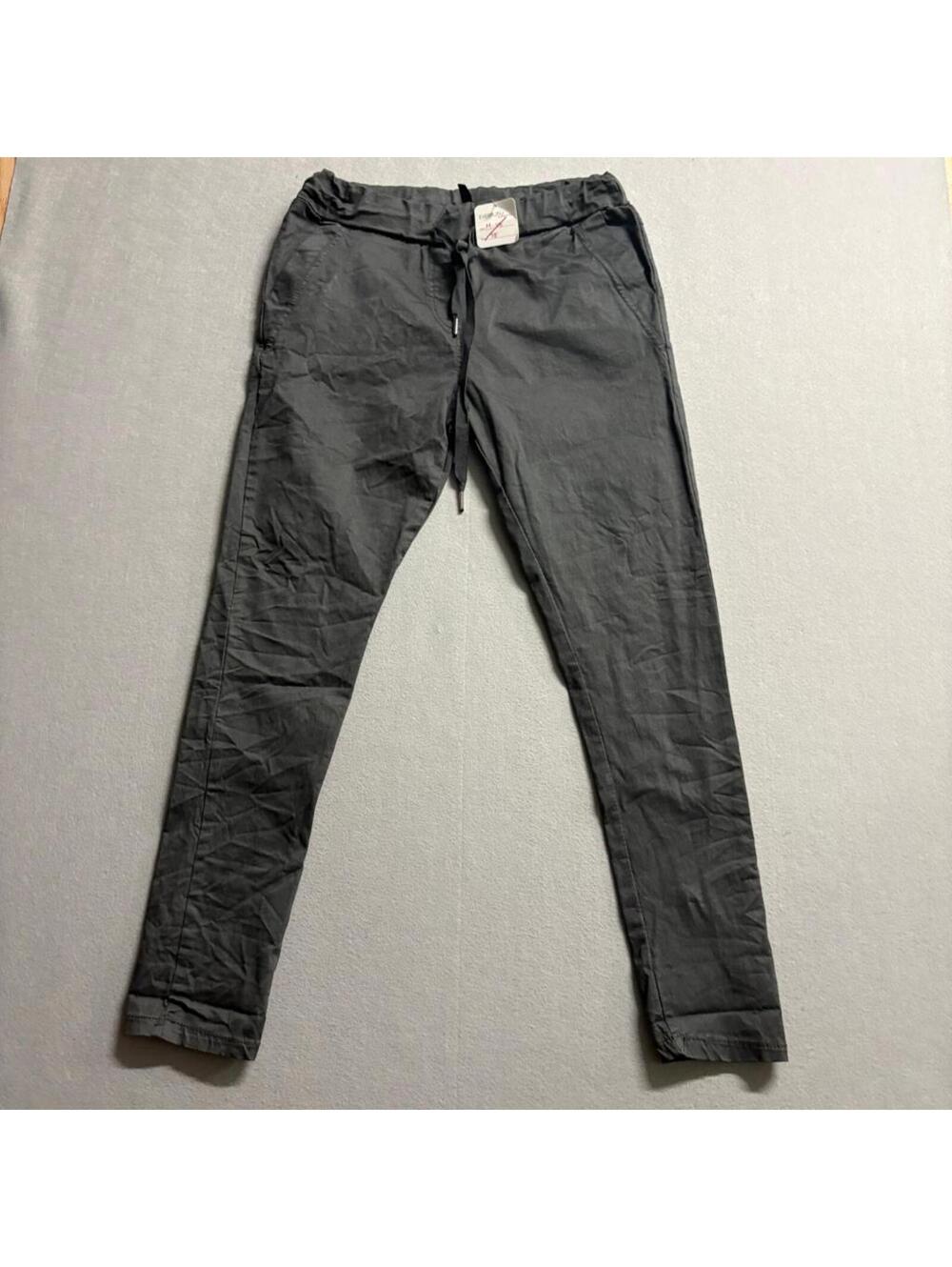 Venti6 Womens Star Back Pocket Pants M Gray Cotton Stretch Made in Italy Jogger